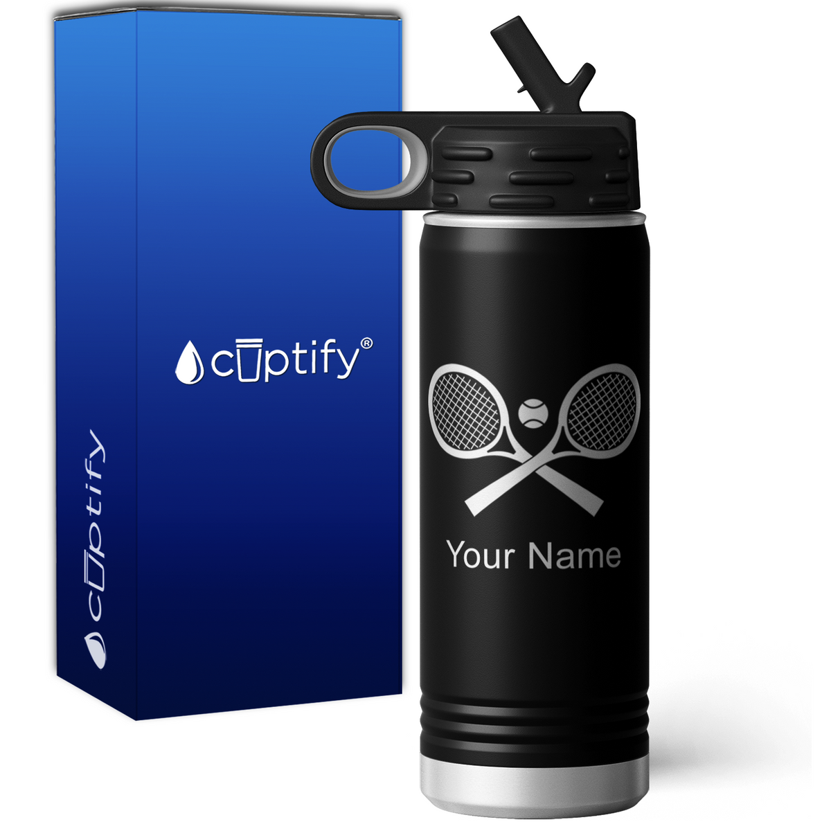 Tennis Racquets Personalized 20oz Sport Water Bottle