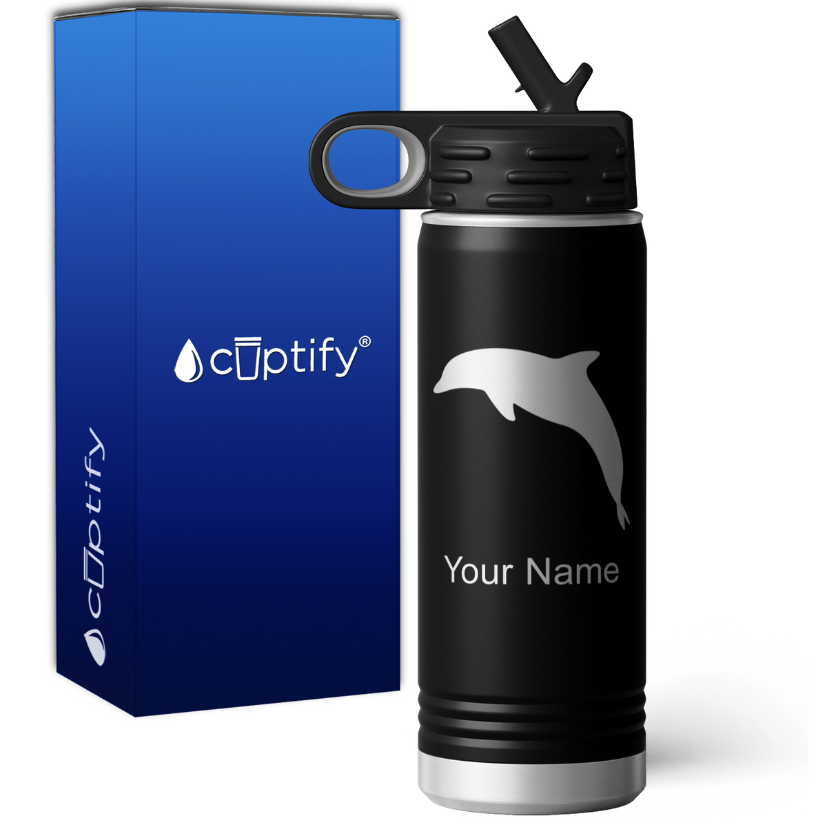 Jumping Dolphin Personalized 20oz Sport Water Bottle