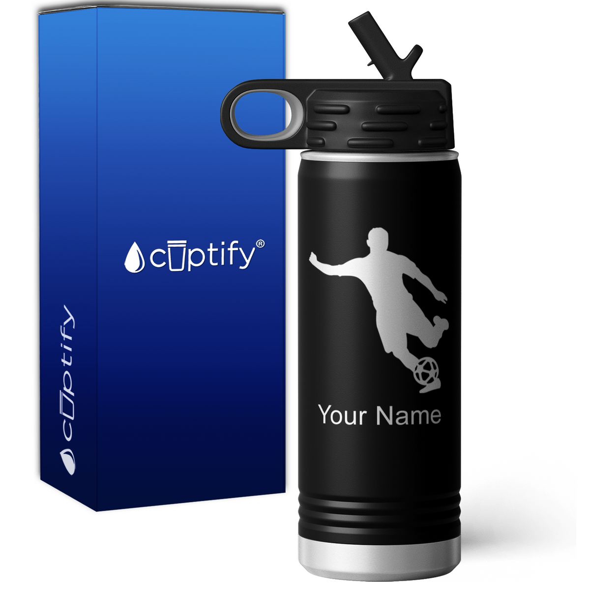 Soccer Player Personalized 20oz Sport Water Bottle