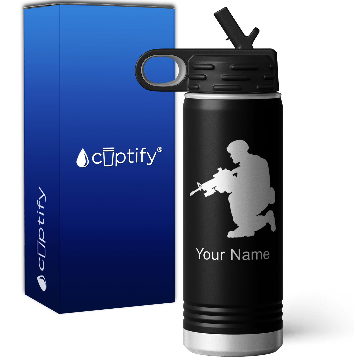 Soldier Combat Ready Personalized 20oz Sport Water Bottle