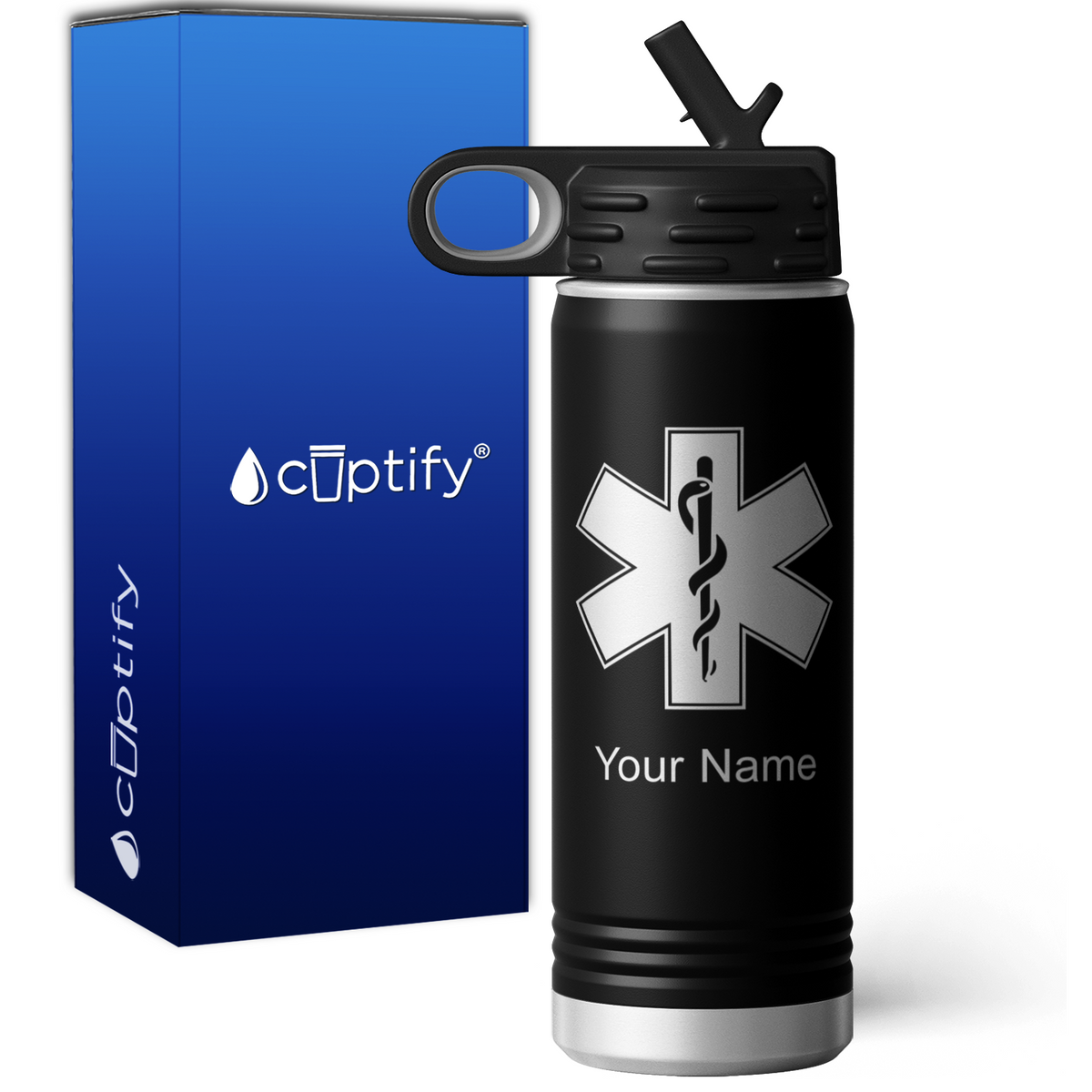 Star of Life Paramedic Personalized 20oz Sport Water Bottle