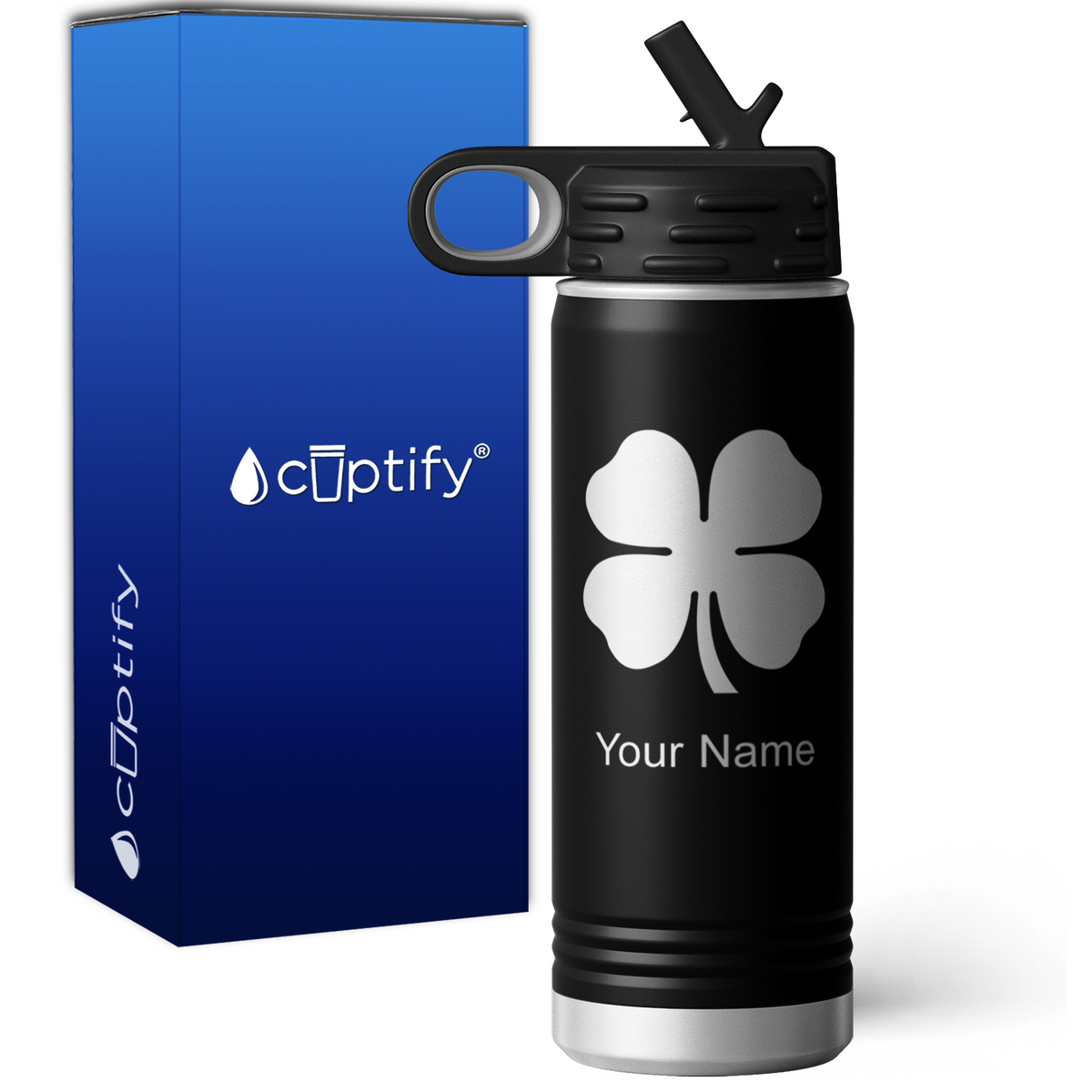 Four Leaf Clover Personalized 20oz Sport Water Bottle