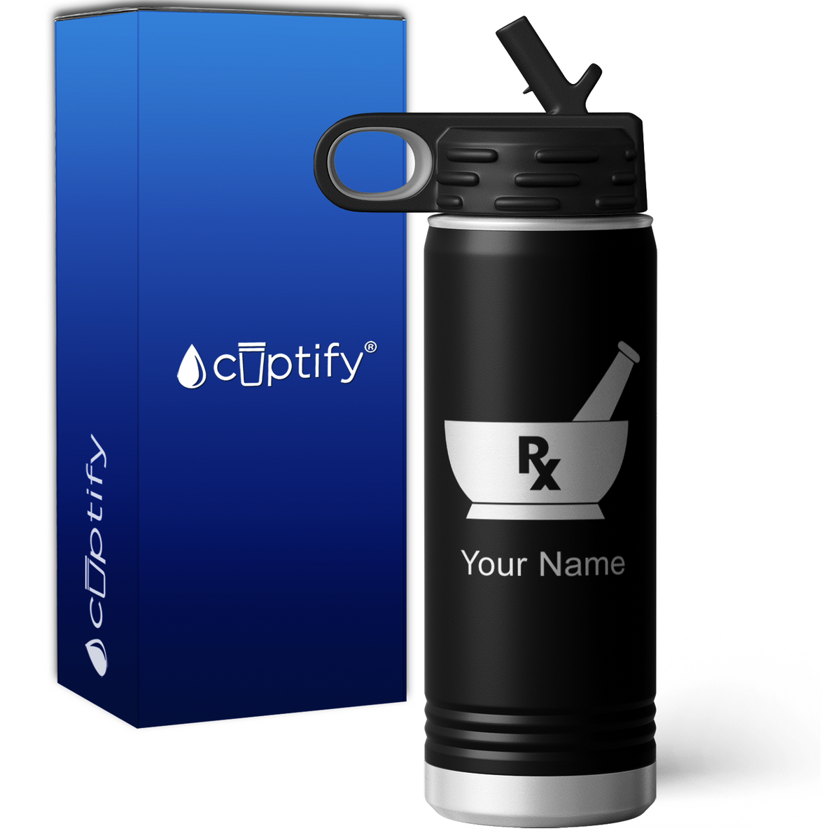 Apothecary Mortar and Bowl Mixer Personalized 20oz Sport Water Bottle