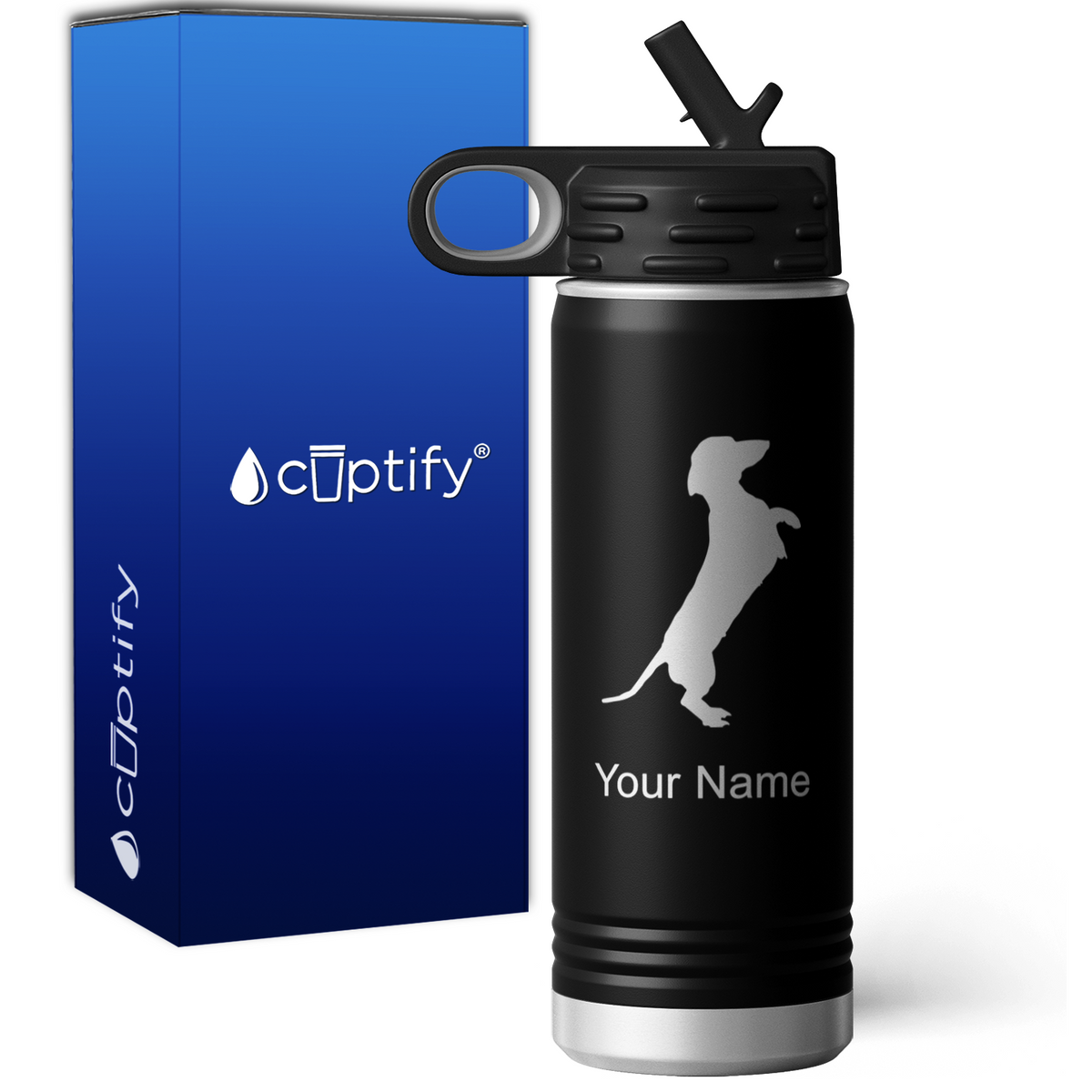 Standing Dachshund Personalized 20oz Sport Water Bottle