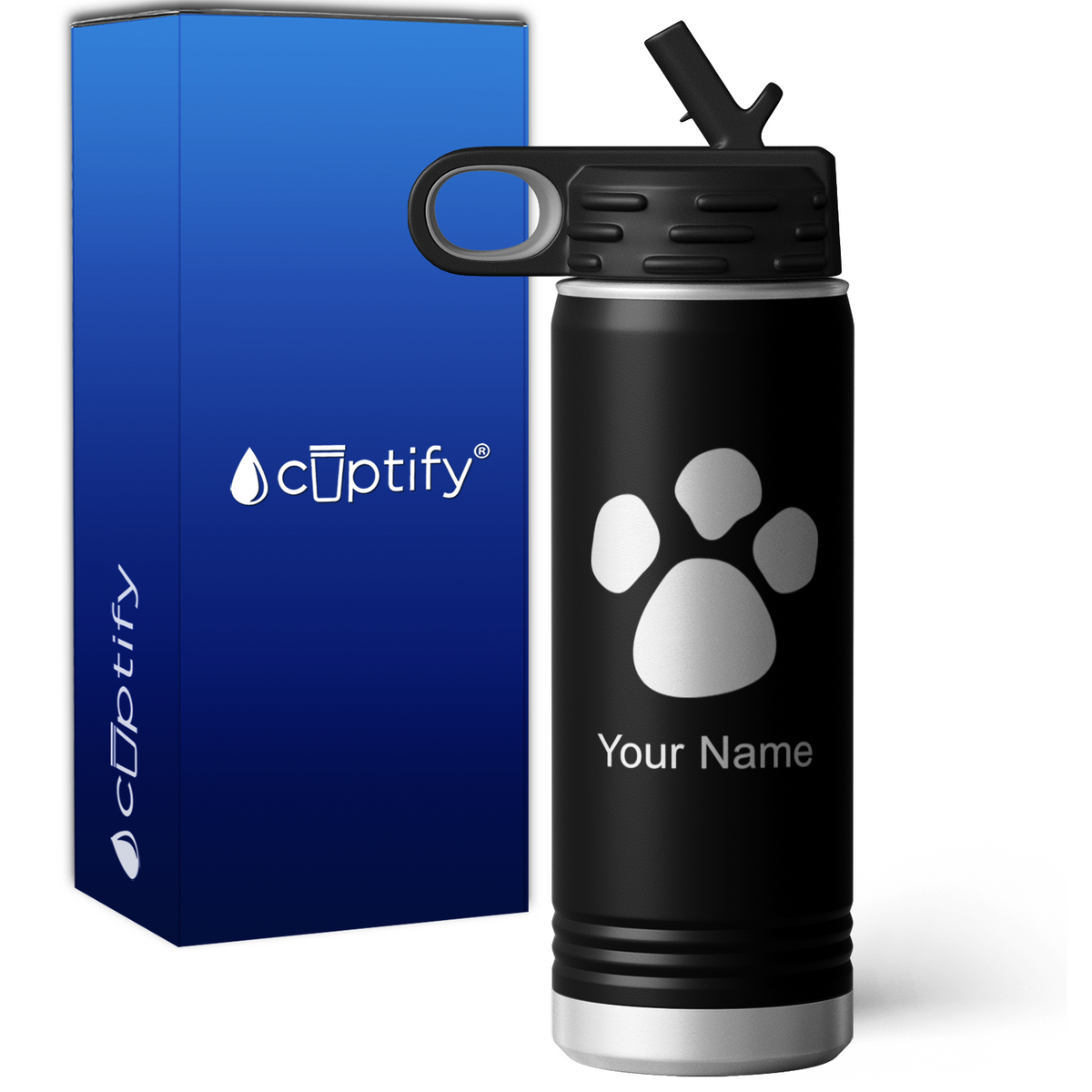 Paw Print Personalized 20oz Sport Water Bottle
