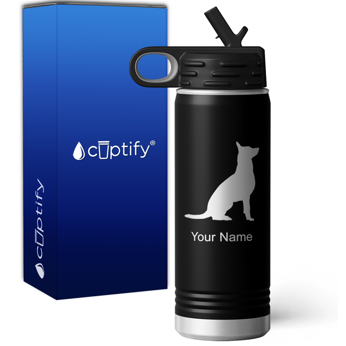 German Shepherd Personalized 20oz Sport Water Bottle