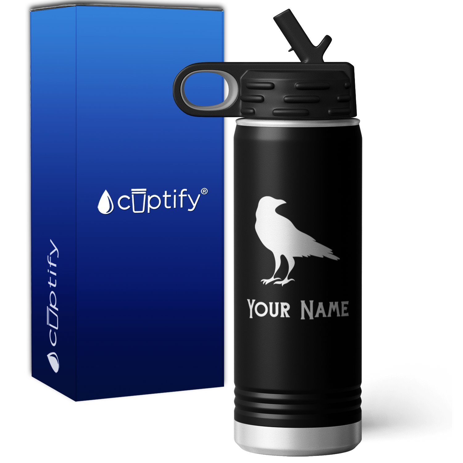 Black Crow Personalized 20oz Sport Water Bottle