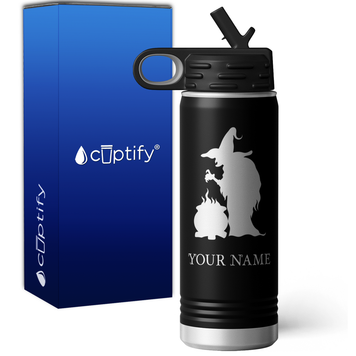 Witch with Cauldron Personalized 20oz Sport Water Bottle