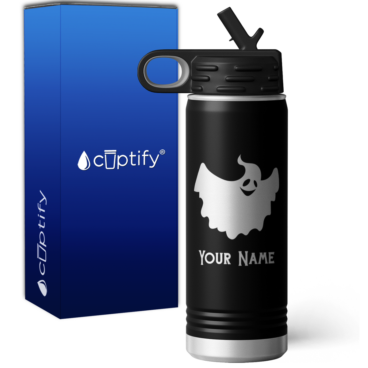 Happy Ghost Personalized 20oz Sport Water Bottle