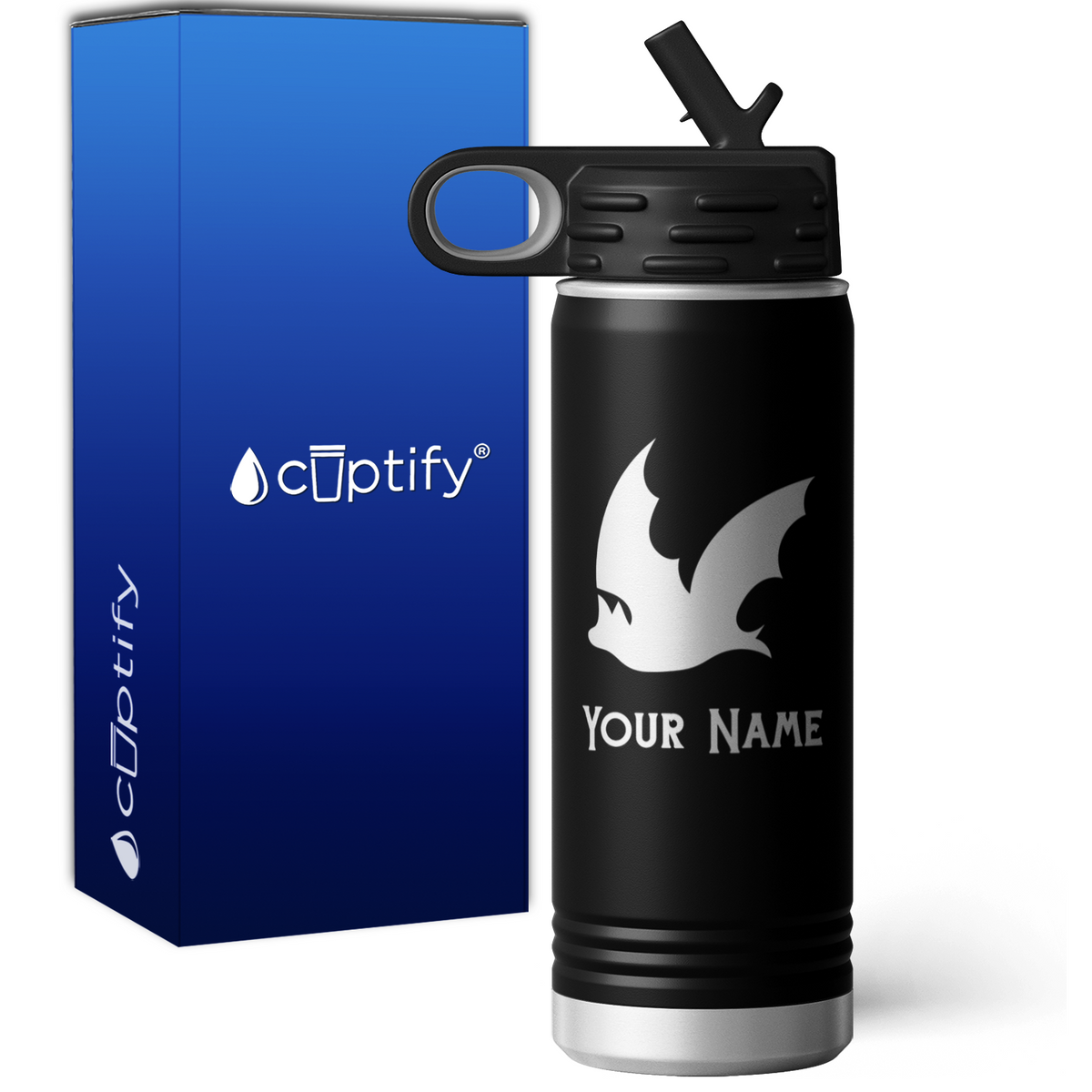 Flying Bat Personalized 20oz Sport Water Bottle