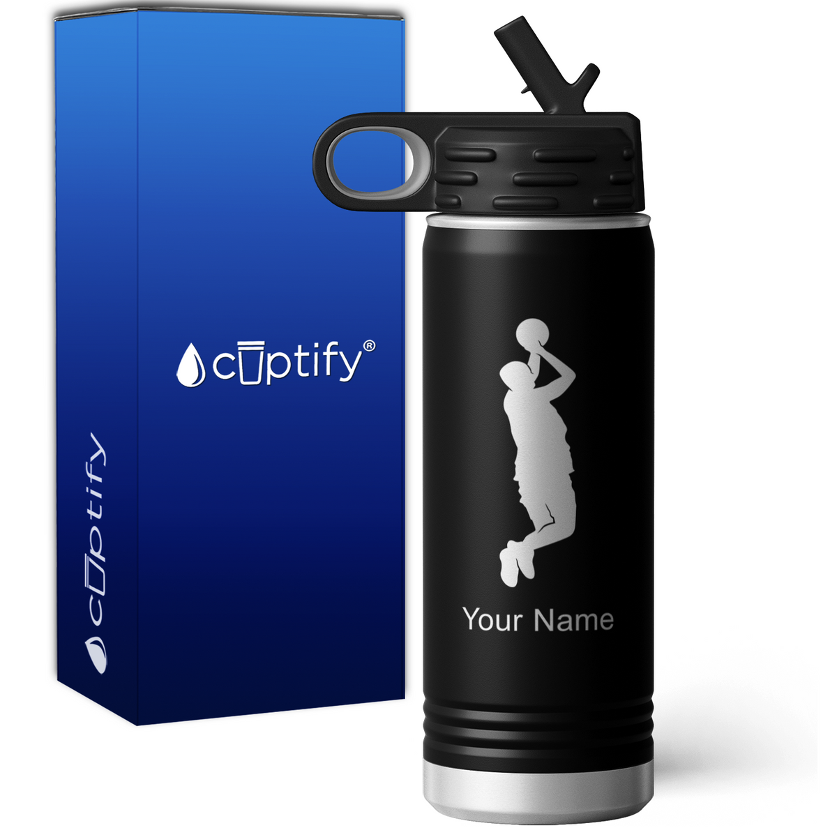 Bank Shot Basketball Player Personalized 20oz Sport Water Bottle