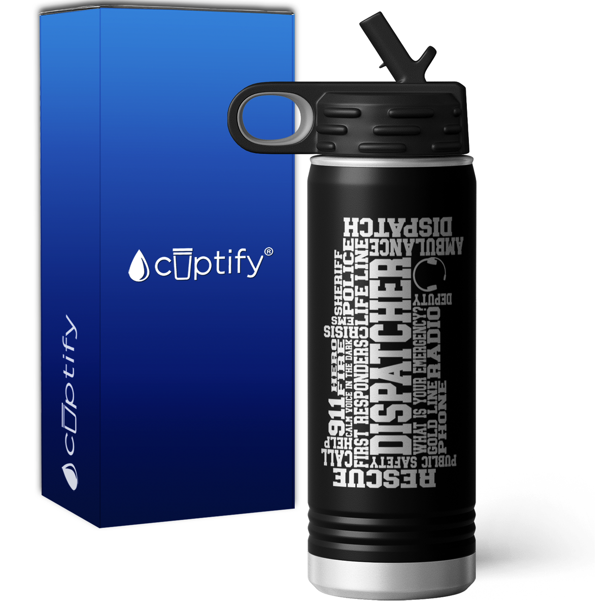 Dispatcher Word Art 20oz Sport Water Bottle