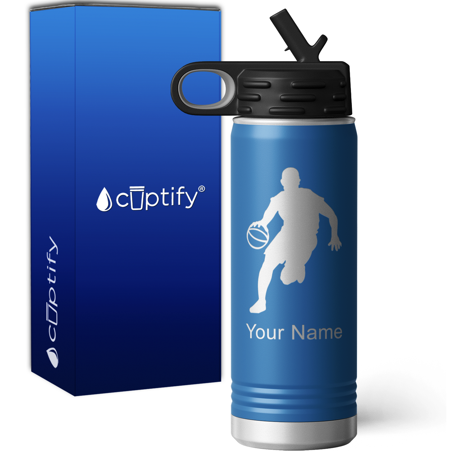 Dribbling Basketball Player Personalized 20oz Sport Water Bottle