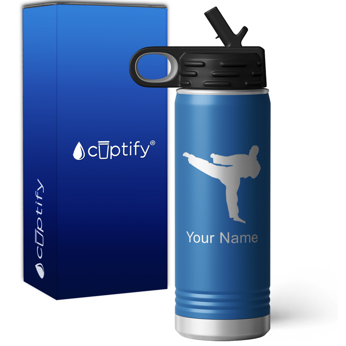Karate Taekwondo Fighter Personalized 20oz Sport Water Bottle
