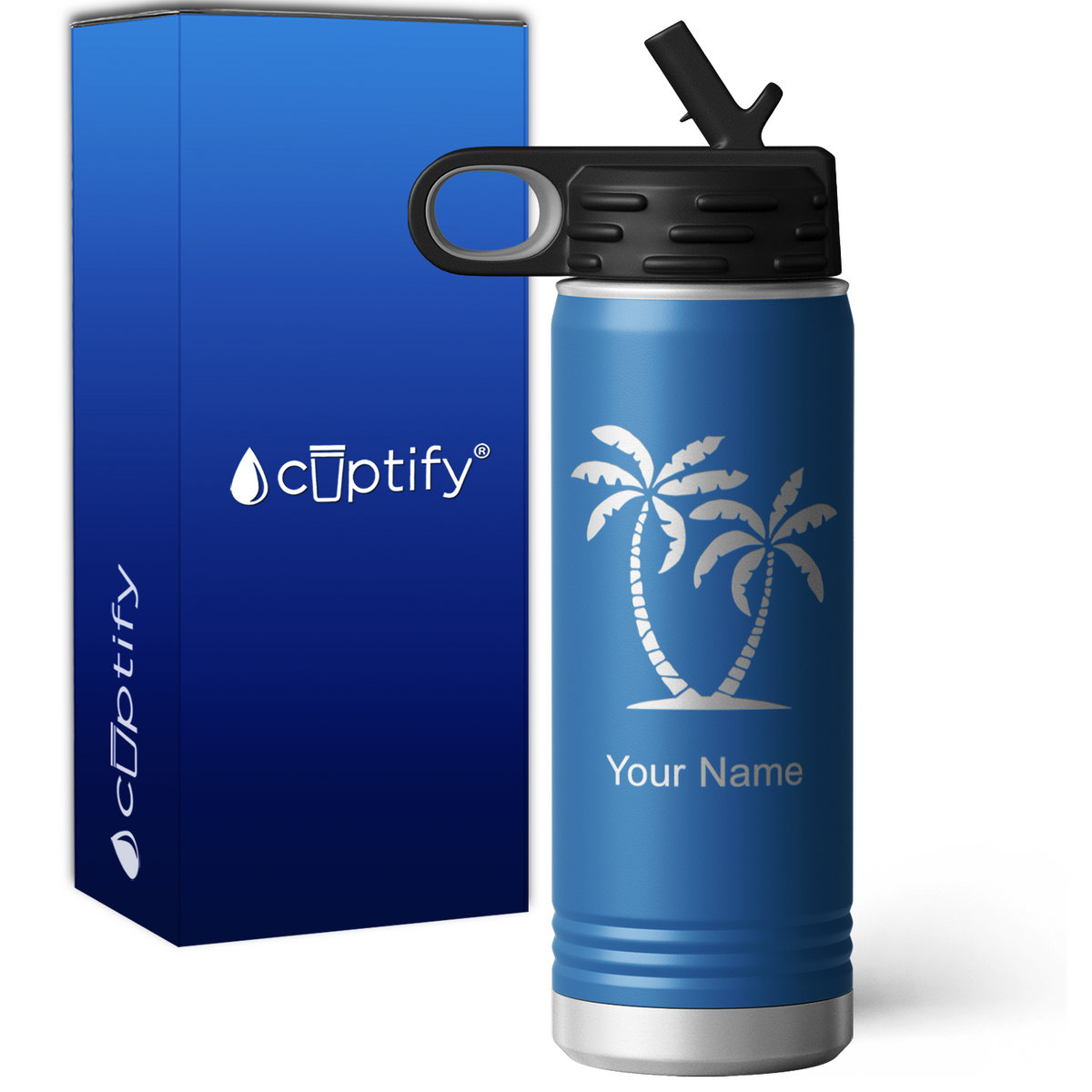 Palm Trees Personalized 20oz Sport Water Bottle