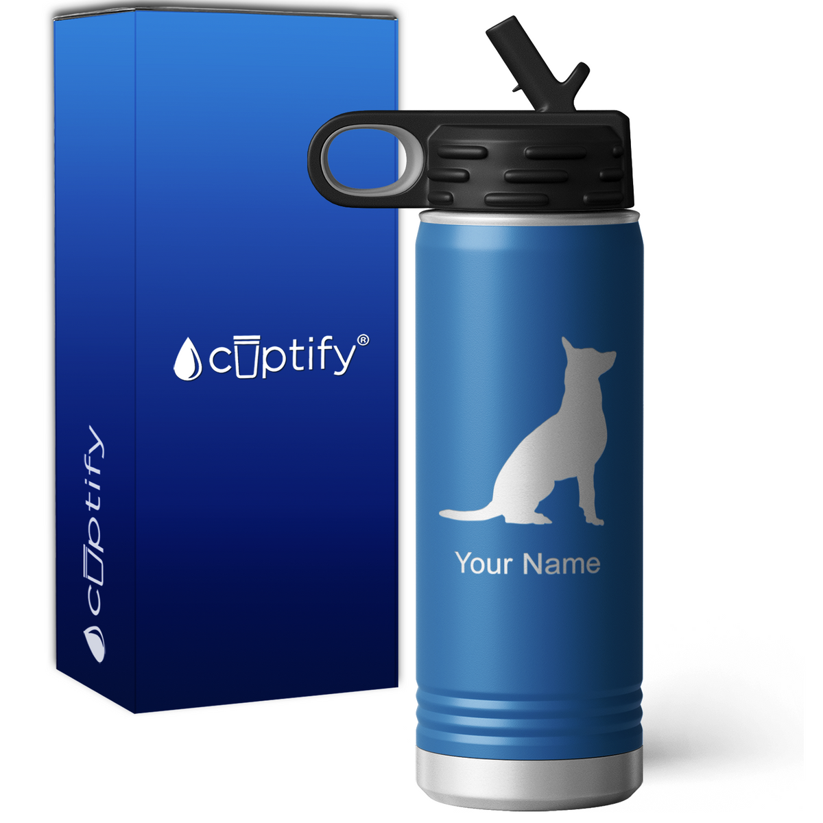 German Shepherd Personalized 20oz Sport Water Bottle