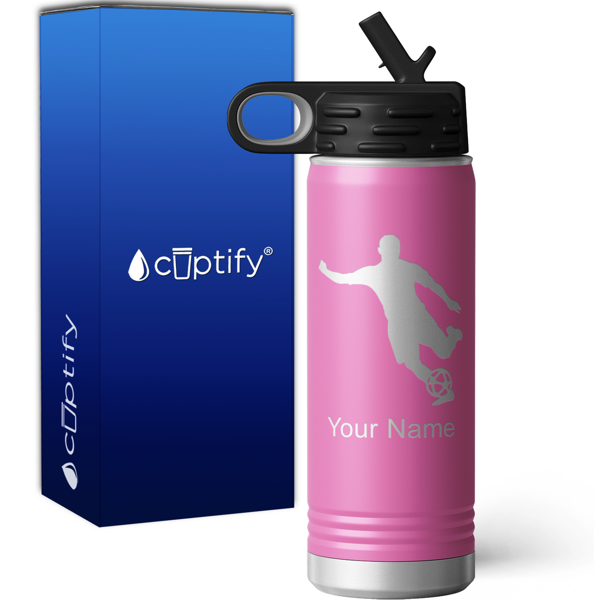 Soccer Player Personalized 20oz Sport Water Bottle