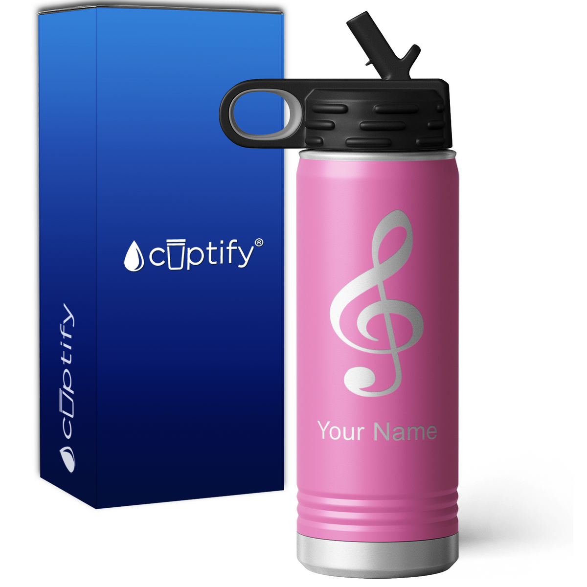 Treble Clef Music Symbol Personalized 20oz Sport Water Bottle