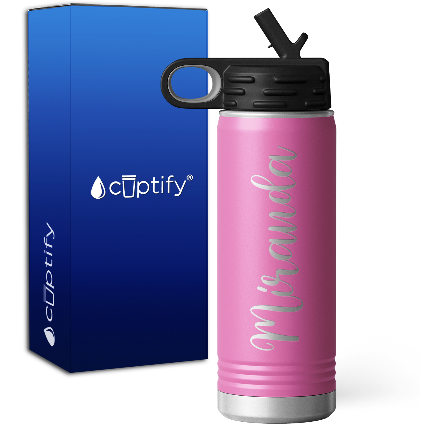 Personalized Blush 20oz Engraved Sport Water Bottle