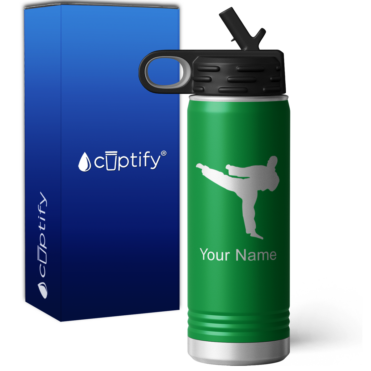 Karate Taekwondo Fighter Personalized 20oz Sport Water Bottle