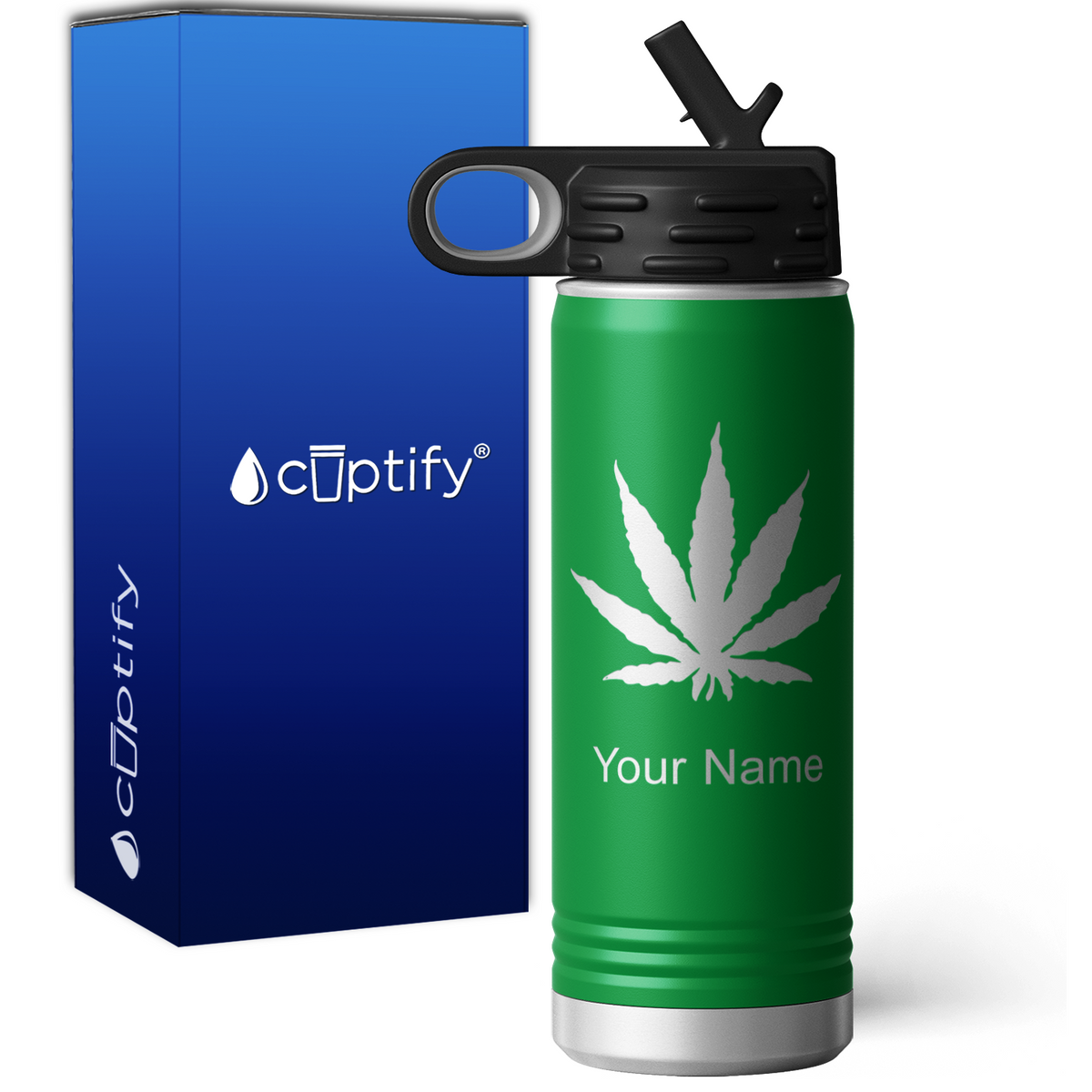 Marijuana Leaf Personalized 20oz Sport Water Bottle