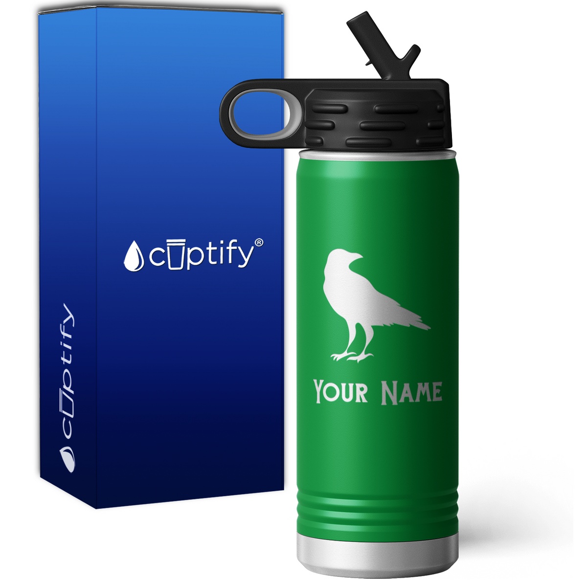 Black Crow Personalized 20oz Sport Water Bottle