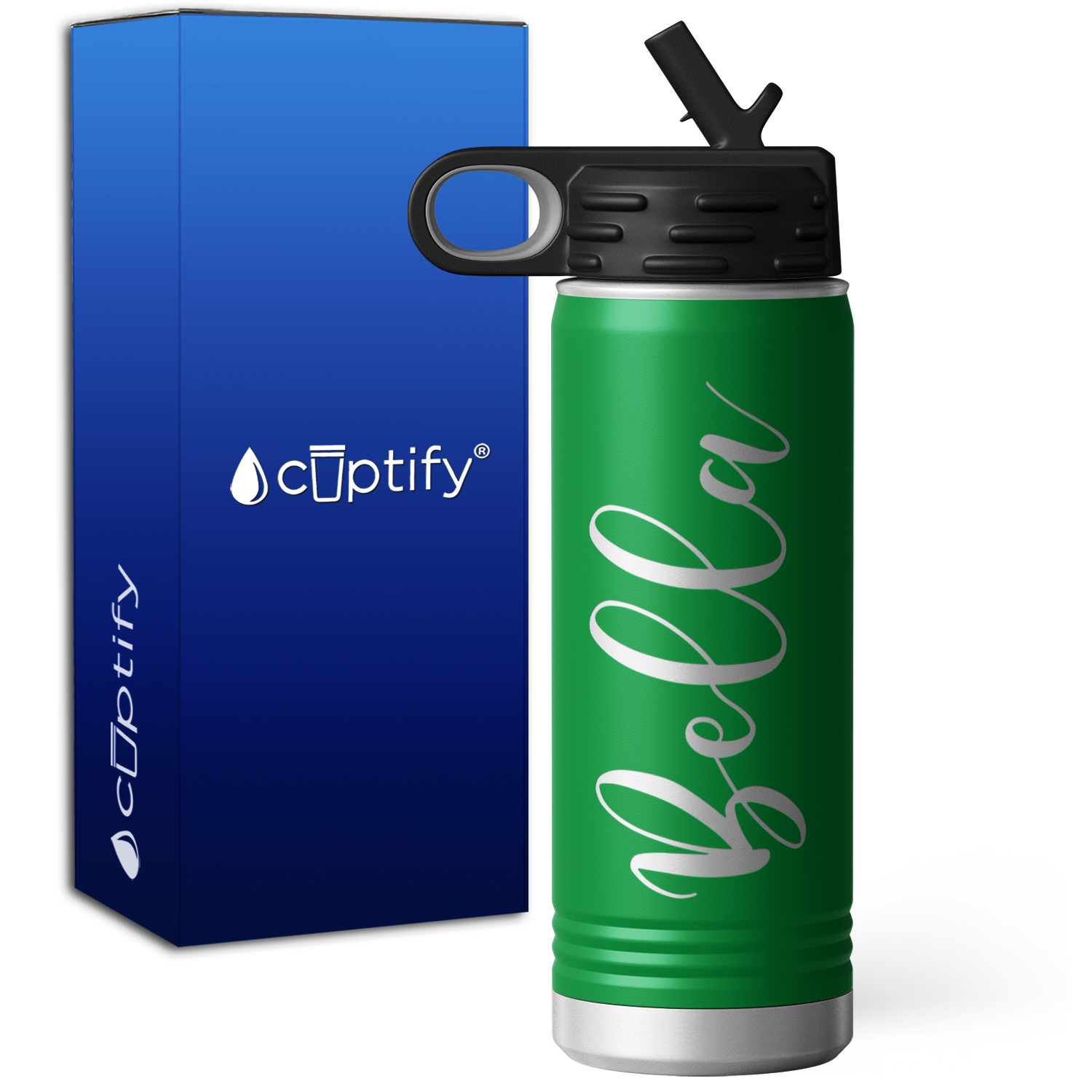 Personalized Green 20oz Engraved Sport Water Bottle