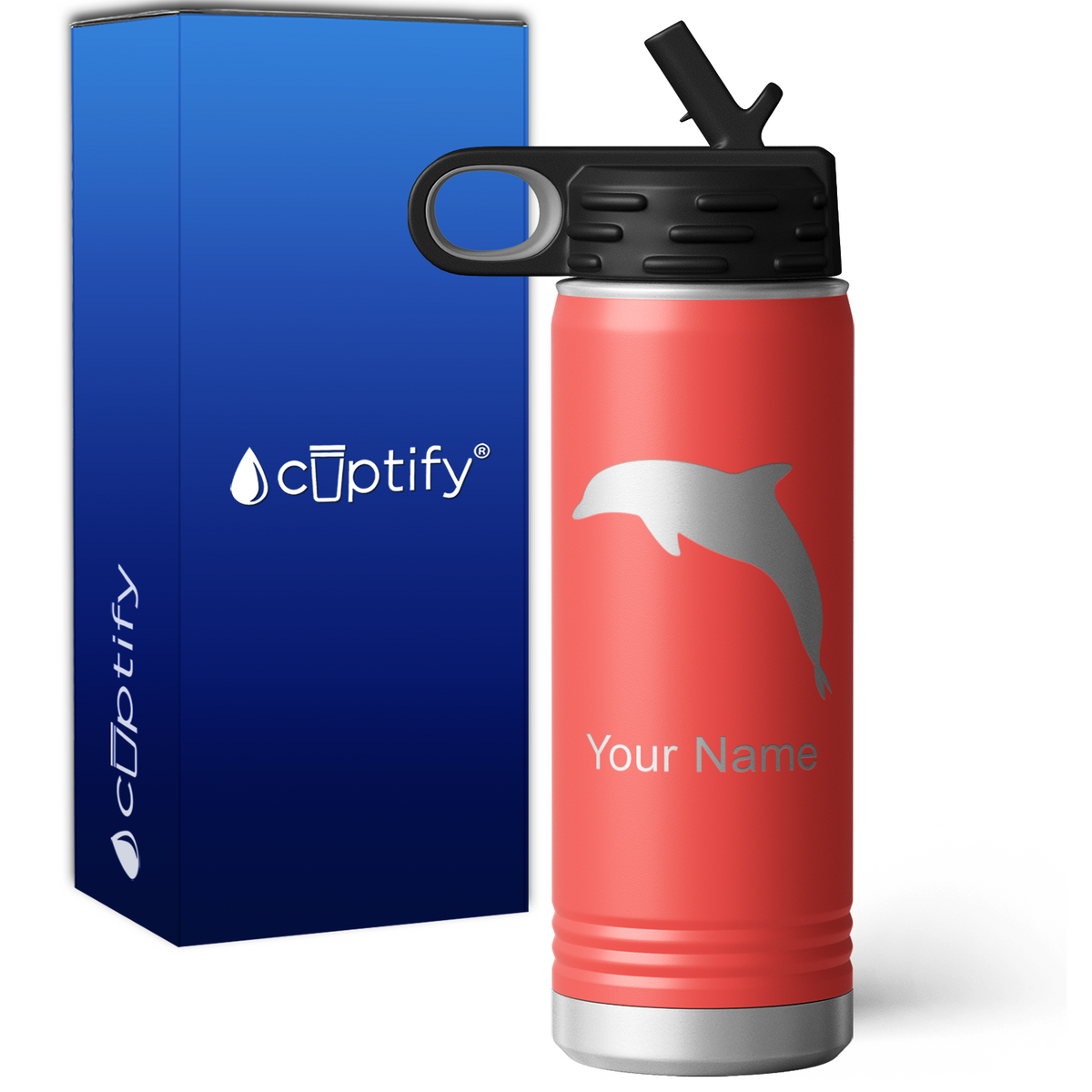 Jumping Dolphin Personalized 20oz Sport Water Bottle