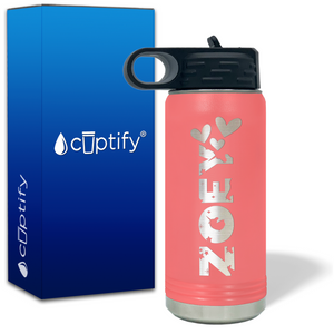 Kids Water Bottle Personalized with Name and Icon on 20oz Insulated Water Bottle