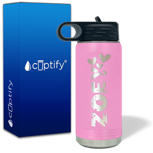 Kids Water Bottle Personalized with Name and Icon on 20oz Insulated Water Bottle