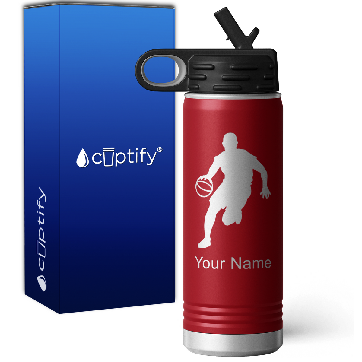 Dribbling Basketball Player Personalized 20oz Sport Water Bottle