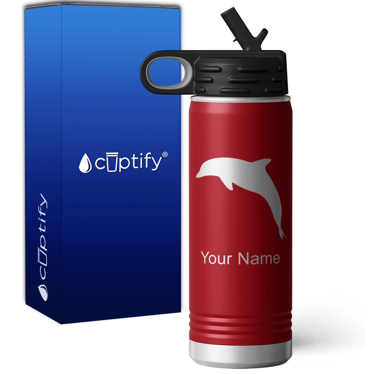 Jumping Dolphin Personalized 20oz Sport Water Bottle