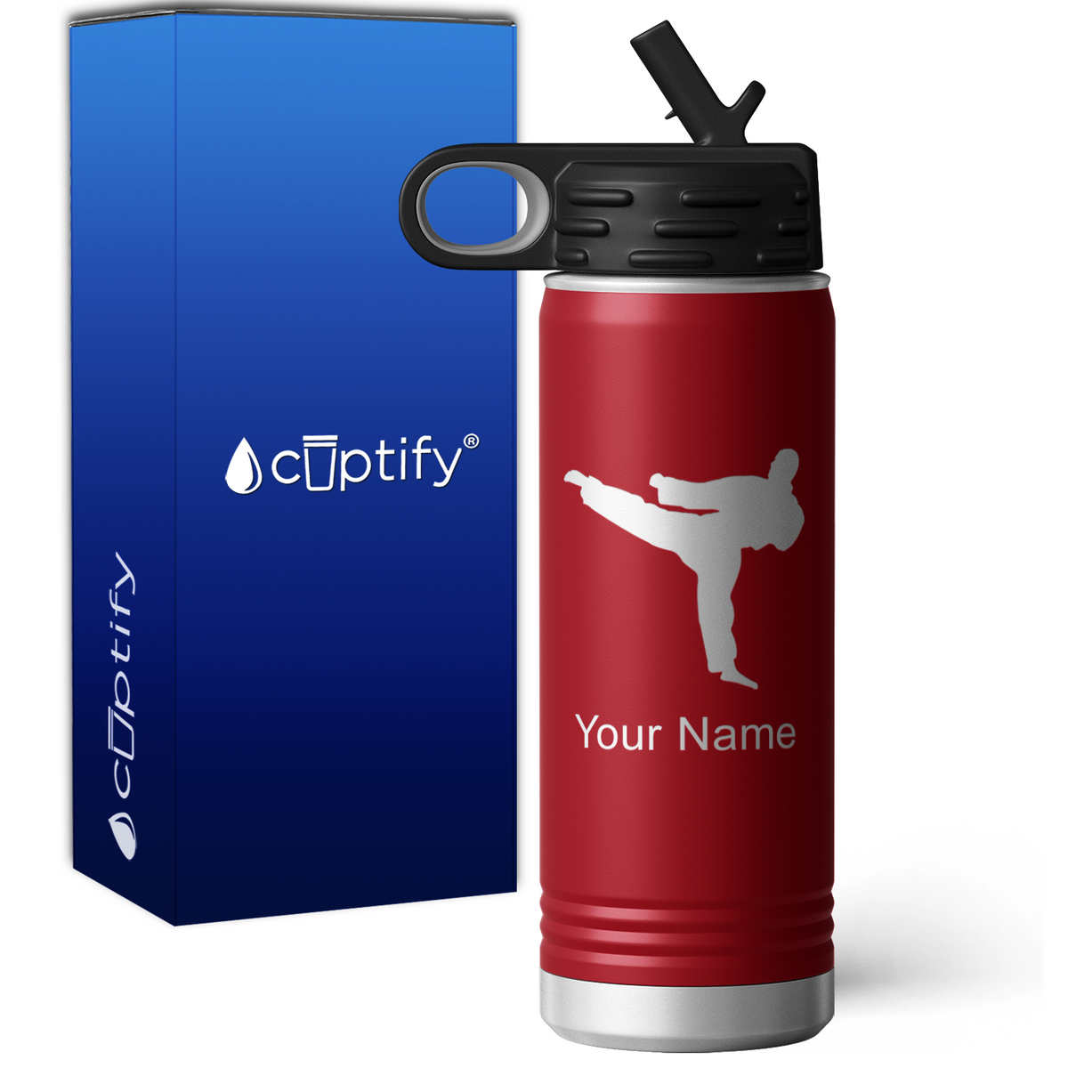 Karate Taekwondo Fighter Personalized 20oz Sport Water Bottle
