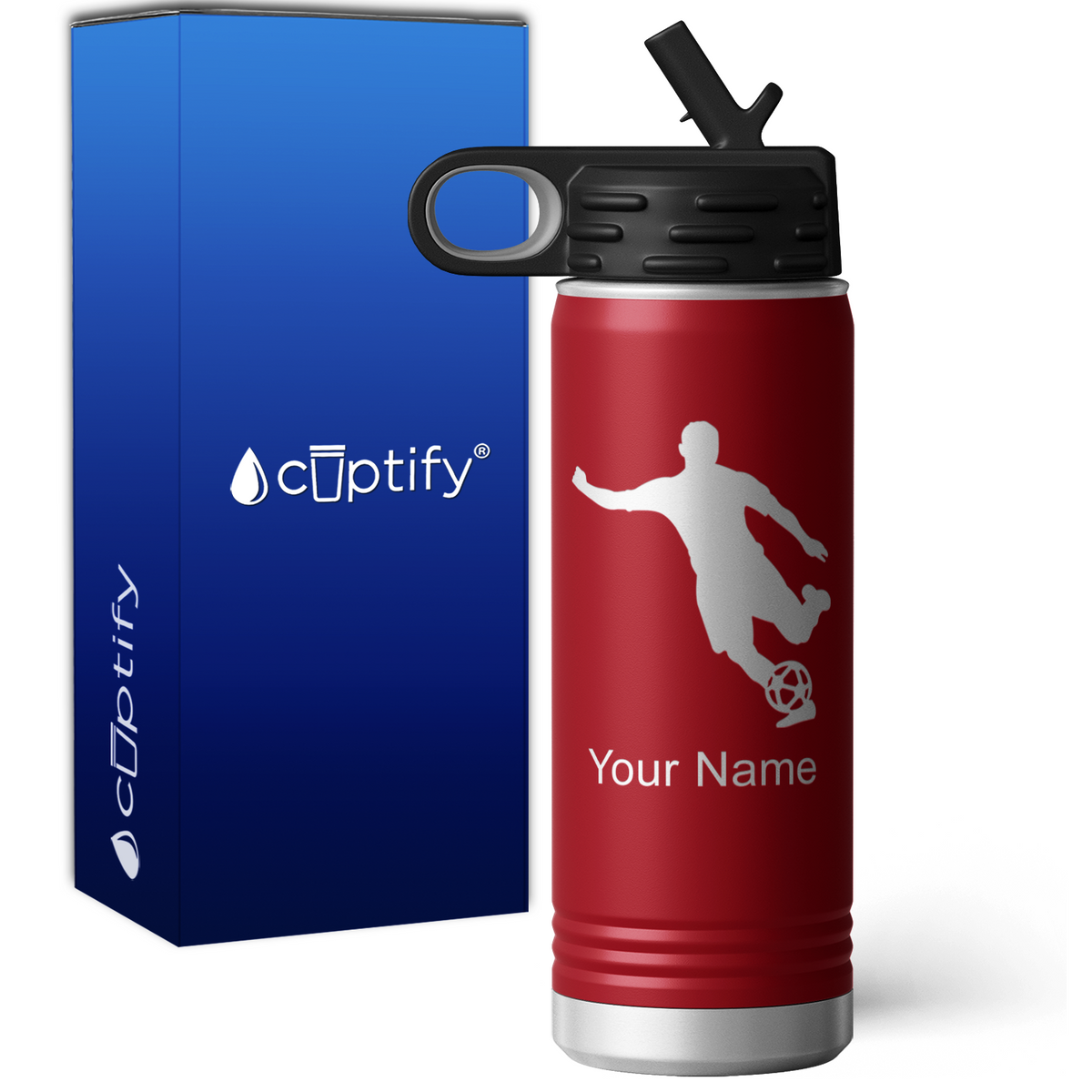 Soccer Player Personalized 20oz Sport Water Bottle