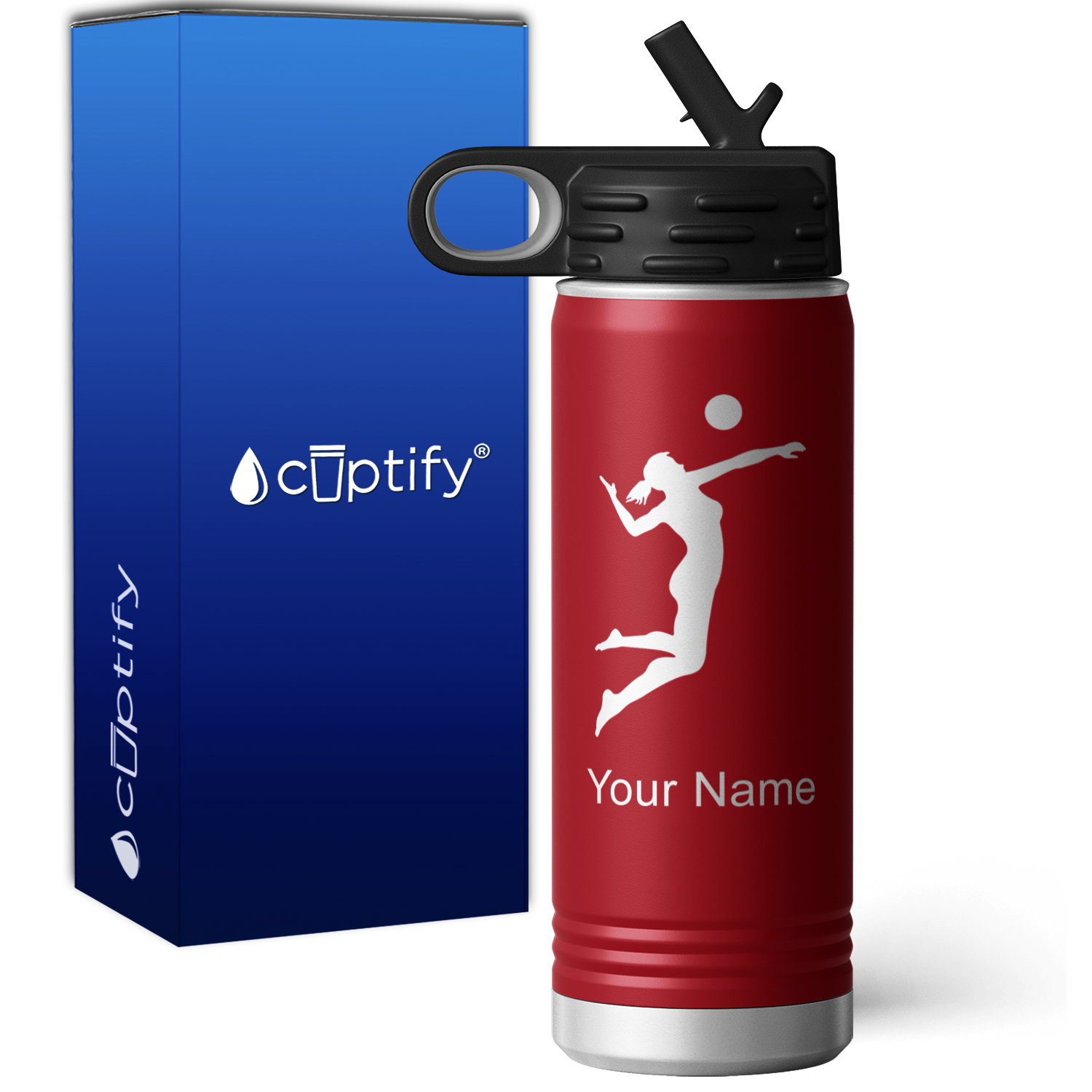 Serving Volleyball Player Personalized 20oz Sport Water Bottle