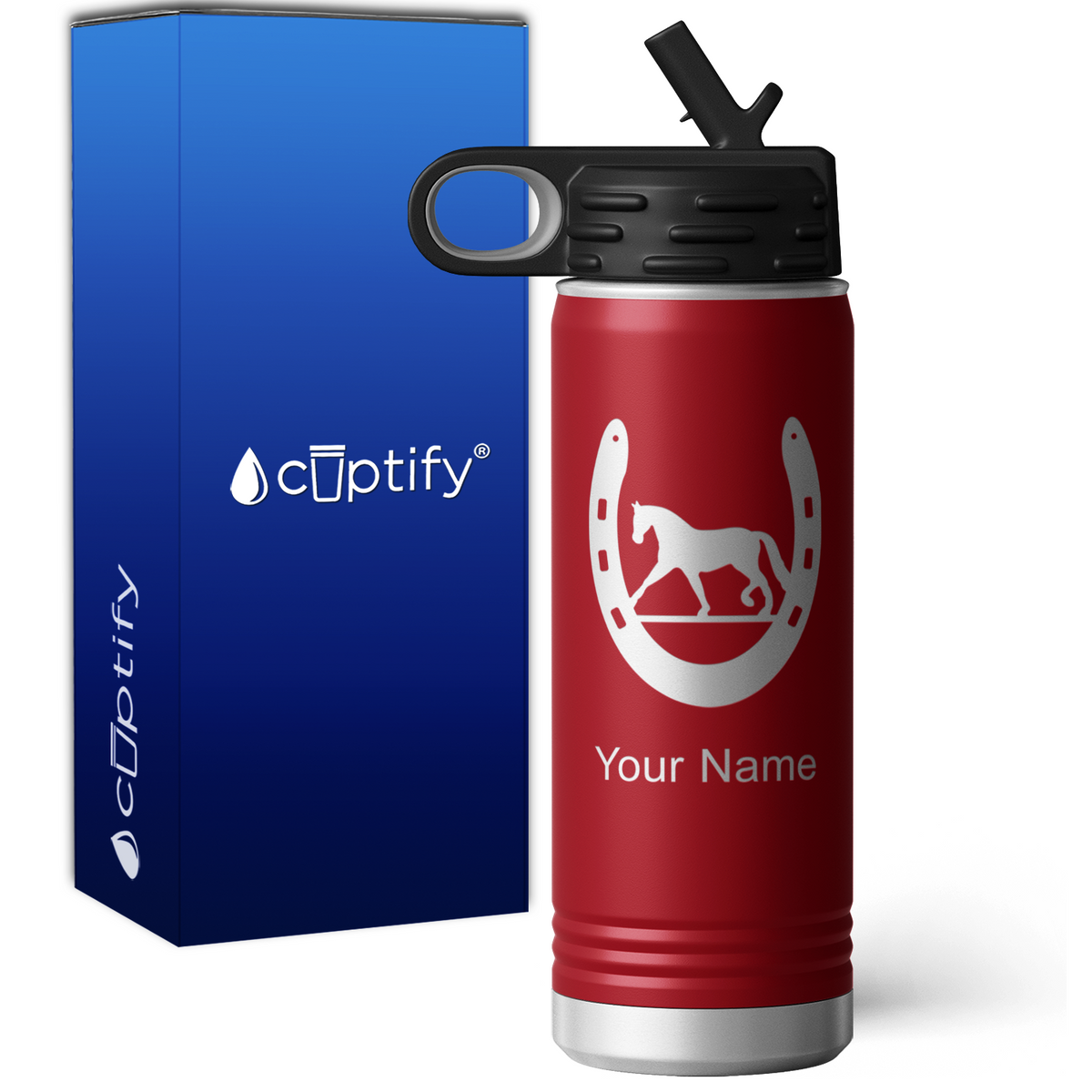 Horse Shoe Personalized 20oz Sport Water Bottle