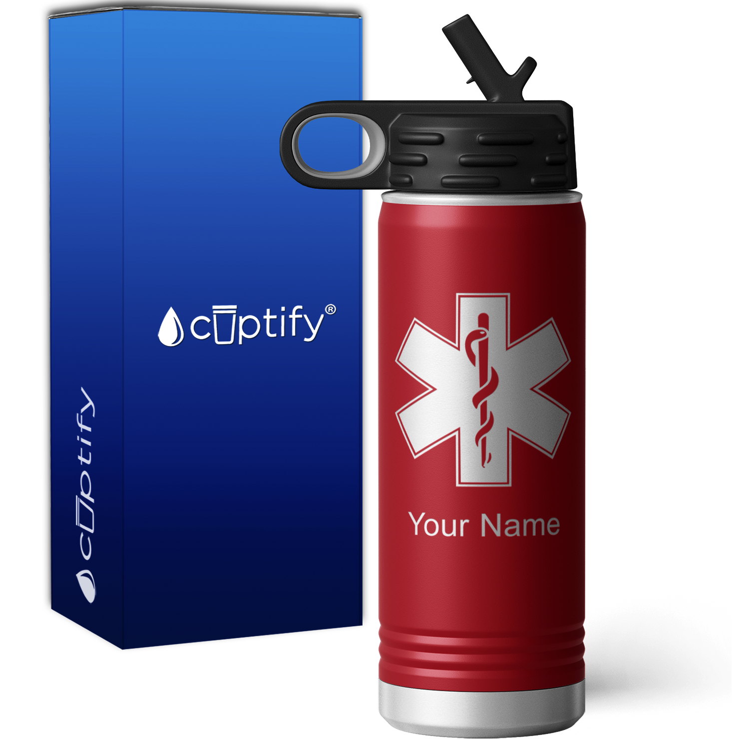 Star of Life Paramedic Personalized 20oz Sport Water Bottle