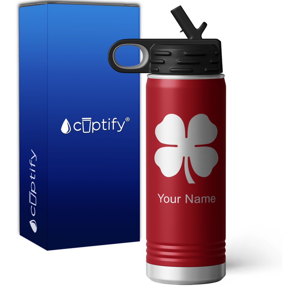 Four Leaf Clover Personalized 20oz Sport Water Bottle