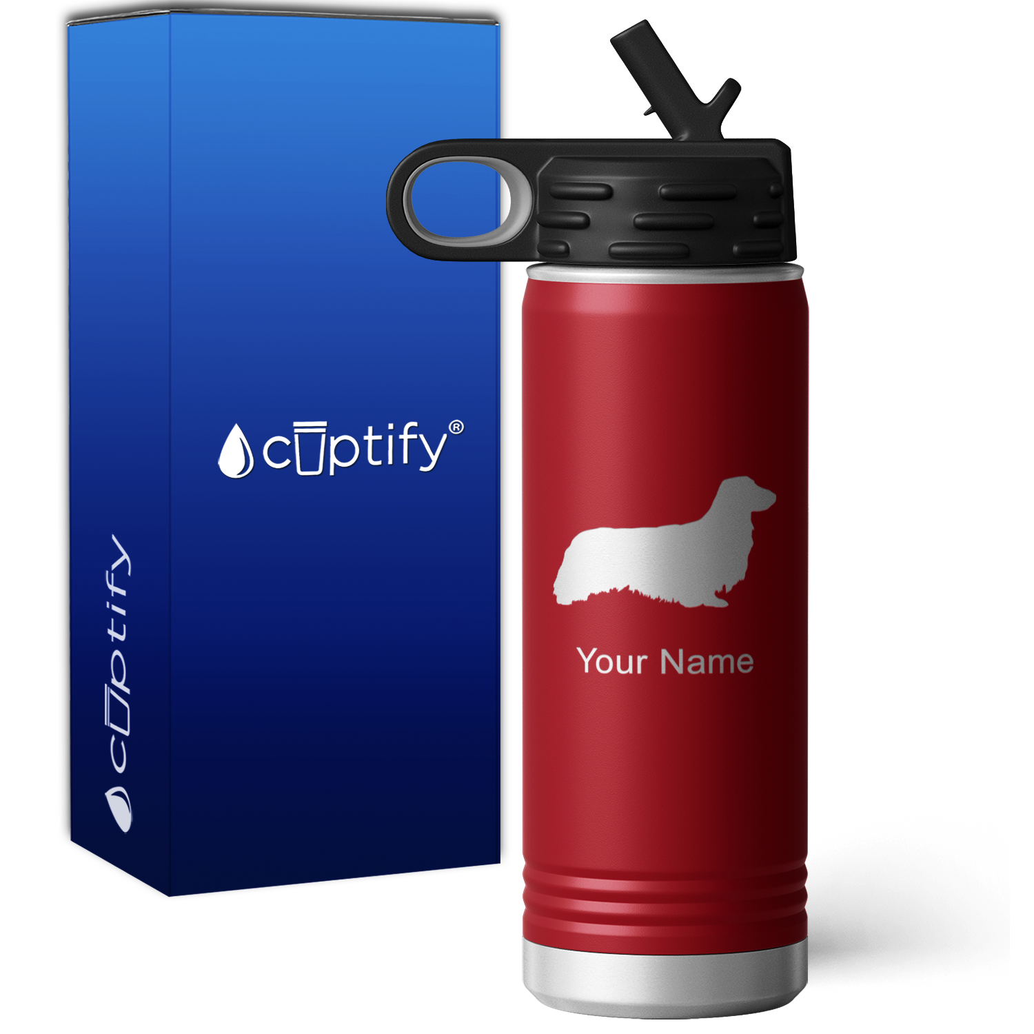 Long Haired Dachshund Personalized 20oz Sport Water Bottle
