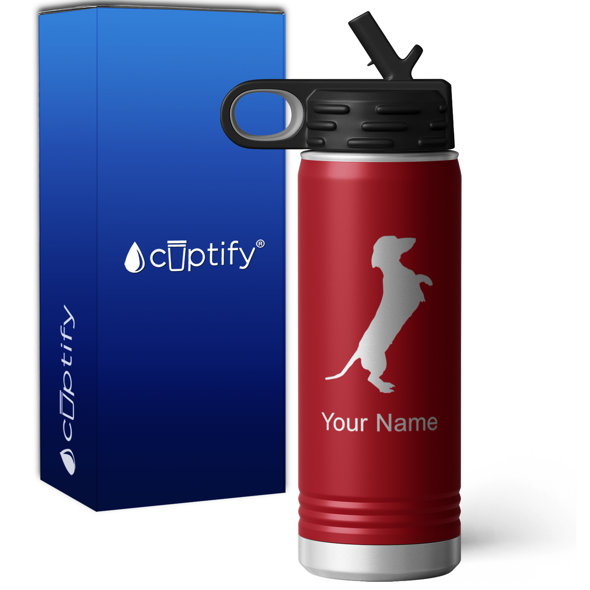 Standing Dachshund Personalized 20oz Sport Water Bottle