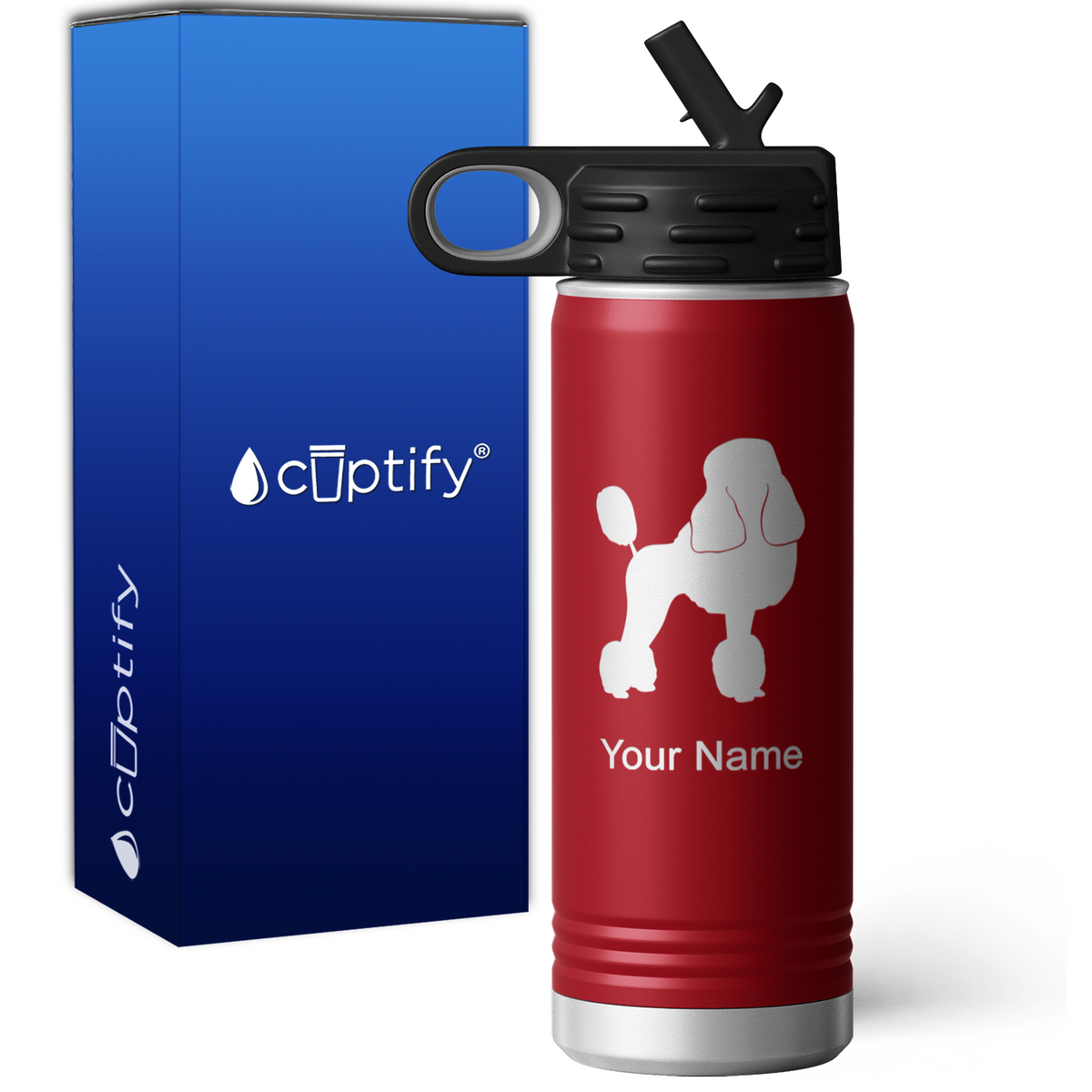 Poodle Personalized 20oz Sport Water Bottle