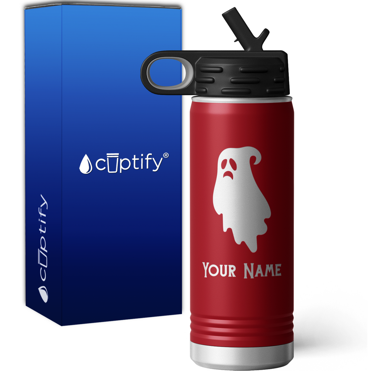 Sad Ghost Personalized 20oz Sport Water Bottle