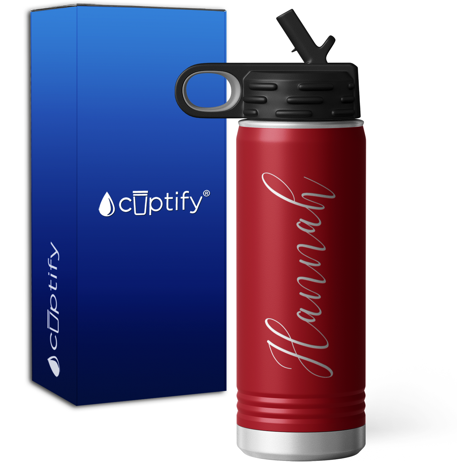 Personalized Maroon 20oz Engraved Sport Water Bottle