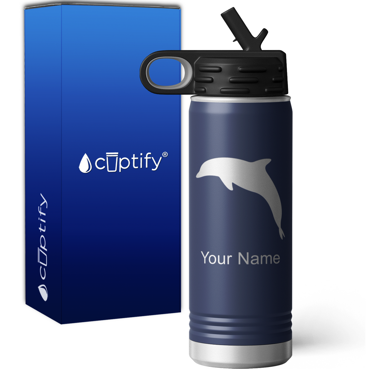 Jumping Dolphin Personalized 20oz Sport Water Bottle