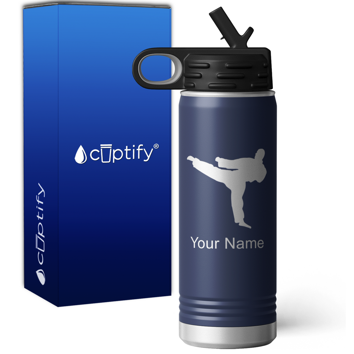 Karate Taekwondo Fighter Personalized 20oz Sport Water Bottle