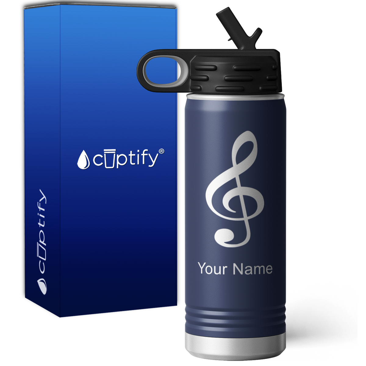 Treble Clef Music Symbol Personalized 20oz Sport Water Bottle