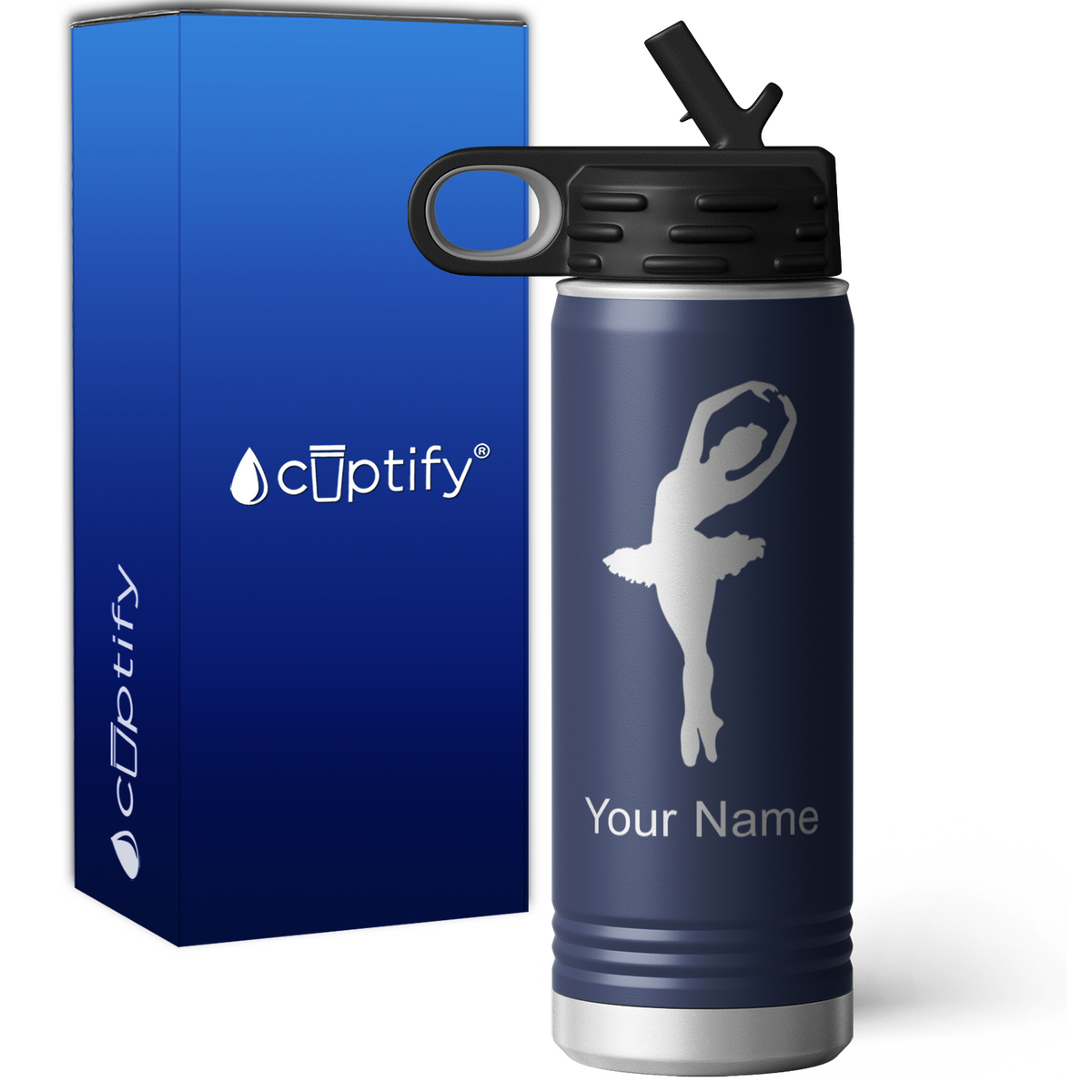Twirling Ballerina Personalized 20oz Sport Water Bottle
