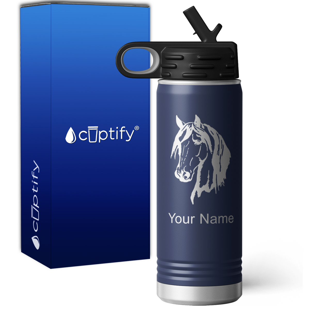 Horse Head Personalized 20oz Sport Water Bottle