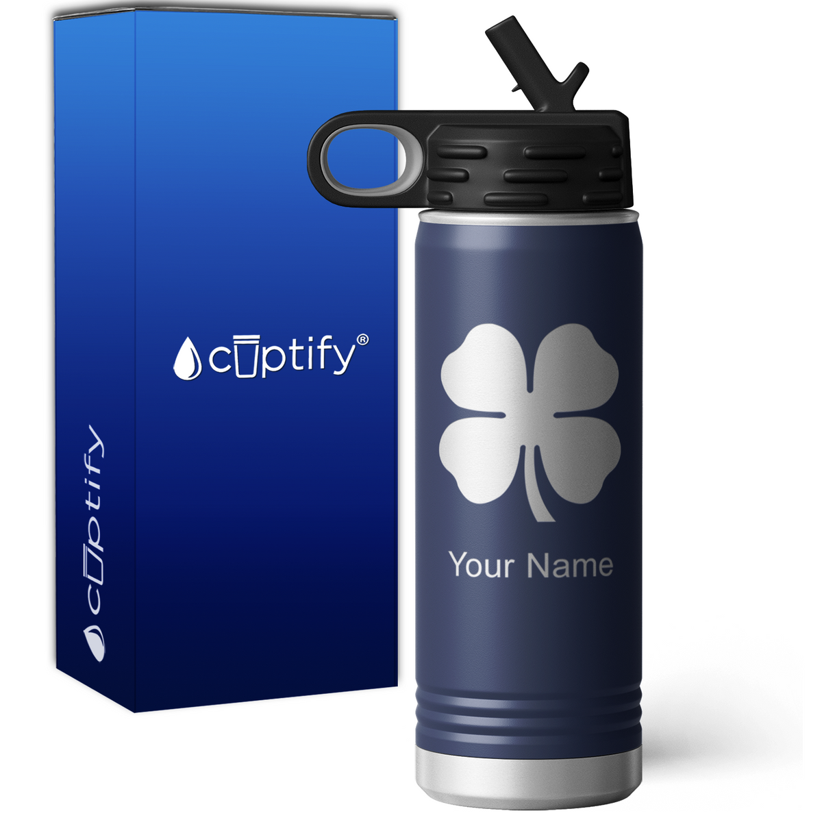 Four Leaf Clover Personalized 20oz Sport Water Bottle