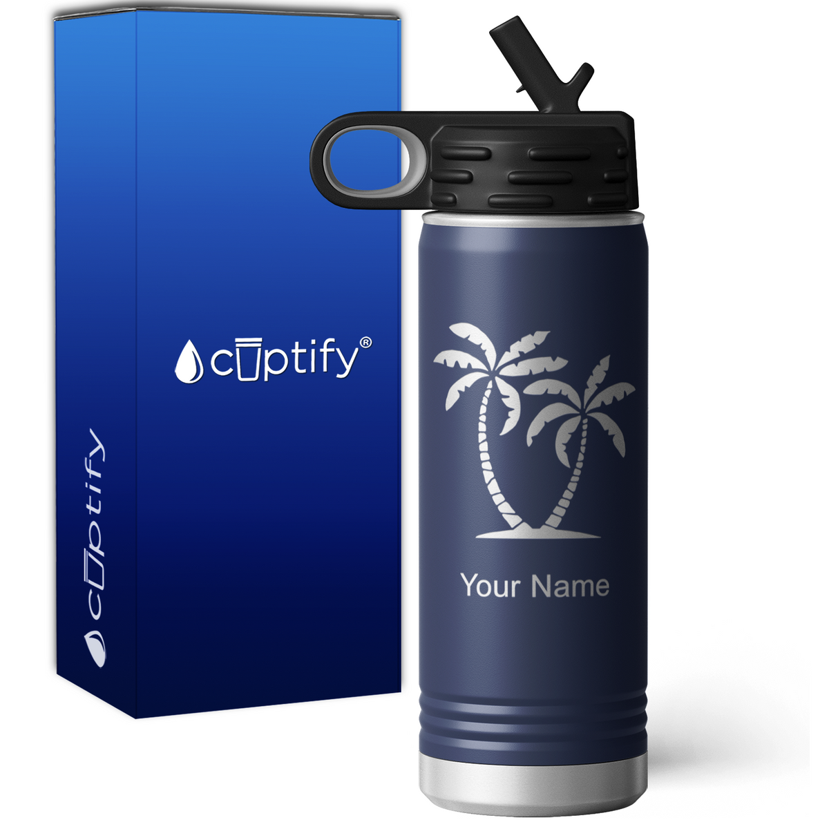 Palm Trees Personalized 20oz Sport Water Bottle